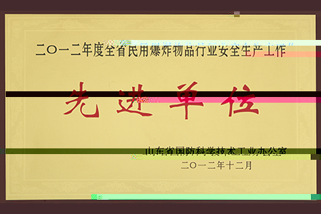 2012年度全省民用爆炸物品行業安全生産工作先進單位